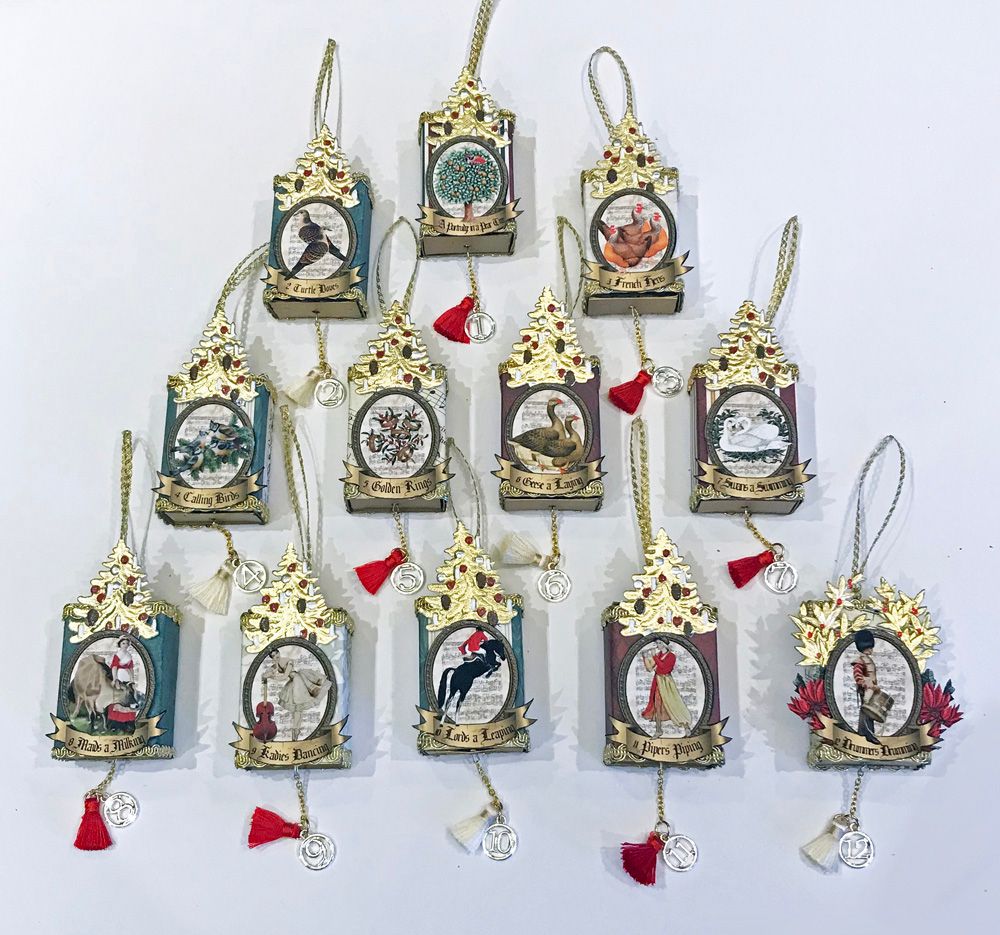 Artfully Musing 12 Days of Christmas Matchbox Ornaments New Collage